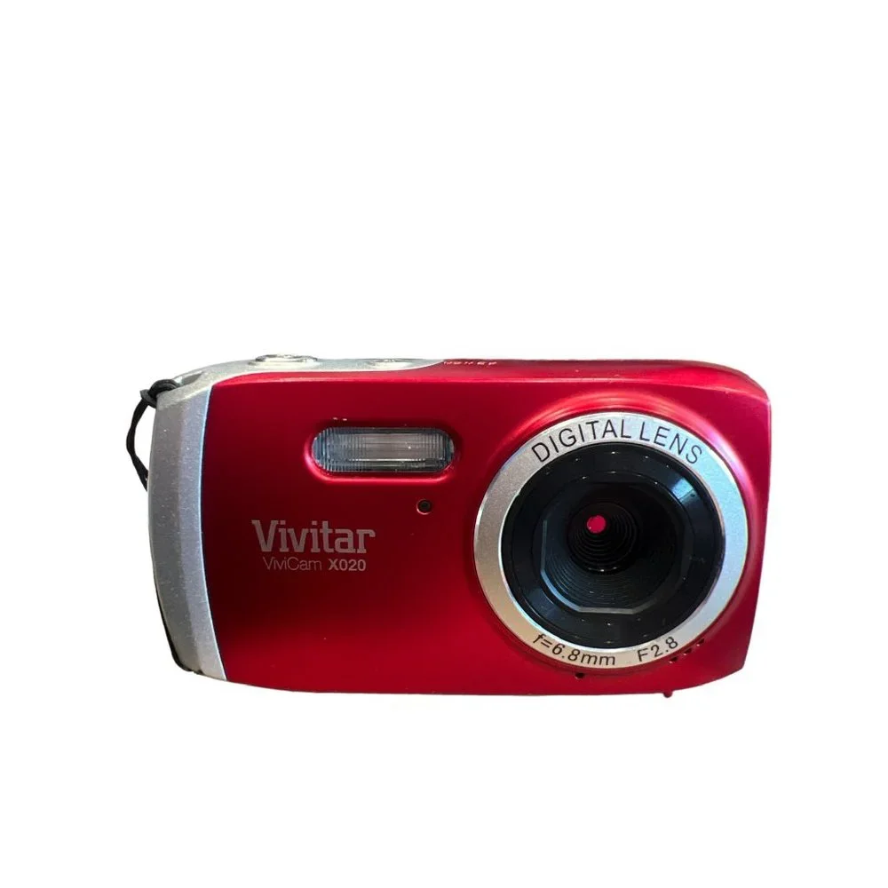 Red‎ Vivitar Vivicam X020 Digital Camera With 4GB SanDisk SDHC Card - For Parts